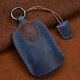 予諾 汽車(chē)真皮鑰匙包個(gè)性可愛(ài)卡通汽車(chē)鑰匙套男士通用手工定制創(chuàng  )意DIY 瘋馬皮-藍色