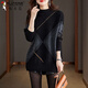 啄木鳥(niǎo)時(shí)尚大碼女毛衣秋冬新款寬松半高領(lǐng)加厚顯瘦洋氣中長(cháng)款打底針織衫 黑色 L