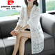 皮爾卡丹（pierre cardin）冰絲防曬衣女中長款夏季長袖鏤空蕾絲衫開衫空調(diào)衫披肩風(fēng)衣薄款白 M