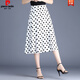 皮爾卡丹（pierre cardin）2024新款圓點百褶裙中長款遮肚半裙A字裙春夏波點雪紡半身裙女夏 白色 XL