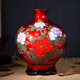 領(lǐng)格 景德鎮陶瓷器紅牡丹花瓶 水晶釉花開(kāi)富貴花瓶客廳家居裝飾品擺件禮物 現代時(shí)尚擺設工藝品婚慶 彩牡丹紅石榴 高約28.5寬25cm