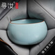 尋汝陳全貴大師汝窯主人杯茶具高檔單杯茶杯天青色茶碗陶瓷開(kāi)片釉禮盒 禪定杯-天青-100ml1只