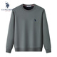 U.S. POLO ASSN.保羅衛衣男春秋款加絨休閑長(cháng)袖t恤男士圓領(lǐng)衛衣套頭男裝 灰色 2XL /180（140-160斤左右）