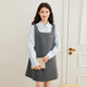 樂(lè )町撞色刺繡方領(lǐng)背心裙冬季新款簡(jiǎn)約A字裙簡(jiǎn)約寬松毛呢連衣裙 靜影灰（現貨） XS
