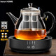 borun HOME加厚玻璃茶壺煮茶器蒸燒水壺1.3L大容量養(yǎng)生壺自動電陶爐茶具套裝 B款編繩蒸煮壺+圓黑色爐 1.3L