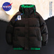 NASA RHUDE秋冬季外套男士棉服冬季羽潮流棉襖子加厚絨面包服男冬季衣服棉衣 黑色 XL (建議體重135-160斤)