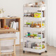 樂(lè )活時(shí)光廚房落地置物架多層移動(dòng)小推車(chē)置物架蔬菜收納家用零食架儲物架 5層時(shí)尚白【豪華款】