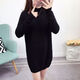 賢語(yǔ)2021新款加絨加厚中長(cháng)款高領(lǐng)寬松套頭針織衫毛衣打底衫女秋冬保暖 【中國結不加絨】黑色 3XL 140斤-155斤穿