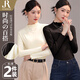 六月玫瑰 打底衣女新款雙面磨毛內(nèi)搭半高領(lǐng)打底衫秋衣女上衣2件裝 黑+杏色（80-125斤） 均碼