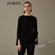 PORTS寶姿新品女裝氣質(zhì)百搭開衩袖毛衫LN9K472JXF030 黑色混色 M/L