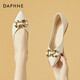 達(dá)芙妮（DAPHNE）船鞋女春秋平底鞋新款學(xué)生軟底一腳蹬尖頭瓢鞋工作孕婦單鞋 米色 38 (240mm)