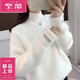 皮爾卡丹（pierre cardin）羊Y毛衫羊Y絨毛衣女水高領(lǐng)毛衣秋冬2025新款寬松慵懶套頭加厚雪 白色 【水貂款】 L 建議105-115斤