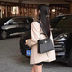 小眾高級感包包女2025新款凱莉包復古女包單肩斜挎包大容量手提包 黑色25cm（ 兩根肩帶）
