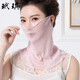 玳琪 夏季防曬圍脖女薄款面紗桑蠶絲面罩掛耳圍脖遮臉護臉面巾脖套套頭純色真絲絲巾 粉色 均碼(有彈性)