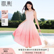香影漸變粉色掛脖連衣裙女2025夏季新款中長(zhǎng)純棉圓領(lǐng)度假風(fēng)無袖裙 銀牡丹色 S 155/80A/85-95斤