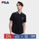 FILA 斐乐官方男子短袖POLO衫春夏简约休闲通勤针织上衣 正黑色-BK 170/92A/M