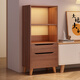 第一森林（First Forest）書(shū)架窄縫實(shí)木腿落地一體靠墻客廳置物架收納儲物柜書(shū)柜 【抽屜款】胡桃色40*24*120cm