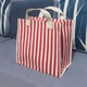 途尊（kingtrip）韓版帆布單肩包手提袋學(xué)生大容量條紋購物袋媽咪包防潑水女布包 紅細條紋【短帶+按扣】大號
