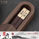 萬(wàn)木春老撾大紅酸枝木筷子24K真金筷胡桃木盒布袋便攜旅行隨身定制刻字 喜樂(lè )平安 隨行胡桃木盒-24K金老撾大紅酸枝