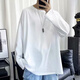 妙奕嘉長袖白色t恤男士寬松衣服春秋季男裝打底衫上衣秋衣t恤衫體恤休閑 純白寬松港風(fēng)T恤【秋冬加厚款】 XL 【建議125-140斤】
