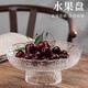 億嘉玻璃水果盤客廳商用高檔茶幾擺件高腳點心零食干果中號錘紋果盤