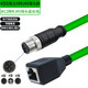 益德勝 M12轉RJ45母頭延長(cháng)線(xiàn)4/8芯千兆A/D/X型連接器編碼線(xiàn)公轉母頭加長(cháng)線(xiàn) M12公頭轉RJ45母頭【4芯D型】綠色 0.3米