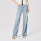 NINE WEST玖熙2024夏季新款時(shí)尚氣質(zhì)高腰闊腿褲舒適萊賽爾牛仔褲 淺藍色 155/64A(S)