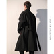 深海駿馬 風(fēng)衣男中長(cháng)款潮流毛呢風(fēng)大衣男士秋冬款寬松呢子外套男過(guò)膝披風(fēng) 黑色 XL