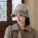 JIASHENGXI 羊毛呢漁夫帽女秋冬季韓版百搭中老年人保暖優(yōu)雅英倫復古盆帽禮 卡其色 均碼