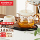 金灶（KAMJOVE）玻璃公道杯帶茶漏過濾網(wǎng)套裝 茶具配件茶海分茶器加厚功夫茶杯 玻璃公道杯【300mL】配陶瓷茶漏