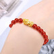 石玥珠寶收藏級8mm紅瑪瑙手串黃金貔貅本命年轉運珠水晶瑪瑙手鏈男女士款