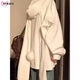 DXOT可愛兔子長耳朵衛(wèi)衣女春秋oversize連帽薄款寬松慵懶開衫外套上衣 白色加絨 M