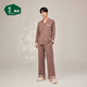 松山棉店停產(chǎn)-棉莫國風(fēng)家居服男士松枝刺繡-檀香棕2XL