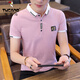 啄木鳥(niǎo) 夏季T恤男棉短袖修身潮流韓版青年男士翻領(lǐng)T恤領(lǐng)半袖PoIo打底 7062粉色 L 【建議100-115斤】