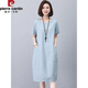 皮爾卡丹（pierre cardin）中年媽ma夏裝棉麻連衣裙女2024夏季新款氣質(zhì)寬松顯瘦亞麻裙子 淺藍(lán)色【夏季新款顯白連衣裙】 XL 【120-140斤】