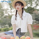 真維斯（Jeanswest）襯衫女夏季2025寬松泡泡袖短款短袖襯衣設計感上衣白色L