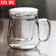 Count Qiabei德國進(jìn)口品質(zhì)帶把手耐熱玻璃馬克杯耐高溫家用玻璃杯水泡茶杯帶蓋 透明把手商隱杯三件式450ml禮盒