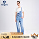 Navigare意大利小帆船女復(fù)古直筒牛仔褲休閑連體背帶褲2322845509 藍(lán) S 