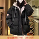 歌溫妮初中生羽絨服厚女14-16歲假兩件加厚連帽女冬季12大童13少女15學(xué) 黑色 L 建議105-115斤