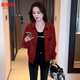 麗依歆薄款短外套女2025春秋新款今年流行時尚小個子洋氣質(zhì)百搭女裝上衣 紅色 L (100-110斤）