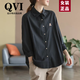 QVI高端品牌 長袖襯衫女2025春秋新款文藝休閑寬松百搭純棉襯衣上衣 黑色 M(建議95-125斤)