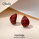 Qlady水滴復古紅色耳釘女氣質(zhì)高級感銀針耳環(huán)女2025年新款耳飾新年禮物