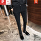 皮爾卡丹（pierre cardin）春季男裝男士西裝褲黑色休閑褲韓版修身西裝褲英倫9分褲潮流小腳 九分褲黑色 2XL 34