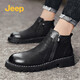 Jeep吉普男靴頭層牛皮馬丁靴透氣時(shí)尚休閑靴子輕便側拉鏈帥氣機車(chē)男鞋