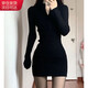 確彤秋季黑色辣妹女2025新款春秋短裙修身包臀緊身后媽裙子套裝連衣裙 拉鏈款常規(guī)】 M建議100斤-110斤