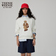 Teenie Weenie小熊衛(wèi)衣女春季學院風大熊刺繡圓領衛(wèi)衣上衣女 象牙白 M (165)