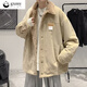 GXMY 羊羔毛棉衣男冬季新款寬松休閑加厚翻領(lǐng)棉服港風(fēng)潮牌百搭帥氣外套 卡其色 M