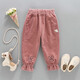 童臻愛(ài)童裝女童褲子春秋裝兒童褲子2025新款小女孩寶寶卡通燈芯絨休閑褲 粉紅色春秋款 100 (適合身高90-100cm)