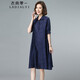 衣典零一（LEDIALYI）2025夏季女裝新款休閑洋氣質(zhì)中年小個(gè)子襯衫連衣裙遮肚子顯瘦裙子 藏青色+吊帶 3XL 【推薦160-180斤】