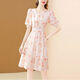 依伊純輕奢優(yōu)雅印花雪紡連衣裙女夏2024新款氣質(zhì)名媛減齡顯瘦提花中長(cháng)裙 花色 S【建議95斤以下】